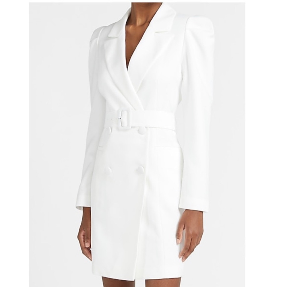 Express Puff Sleeve Belted Blazer Dress